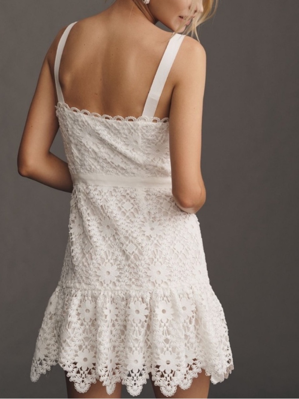Nwt Saylor White Lace Fit & Flare Mini Dress in White - Picture 3 of 5